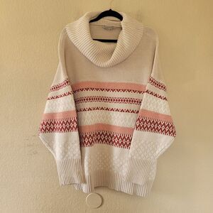 Frye Sweater Womens 2X Southwestern Boxy Cowl Chunky Knit Oversize Fair Isle Nwt